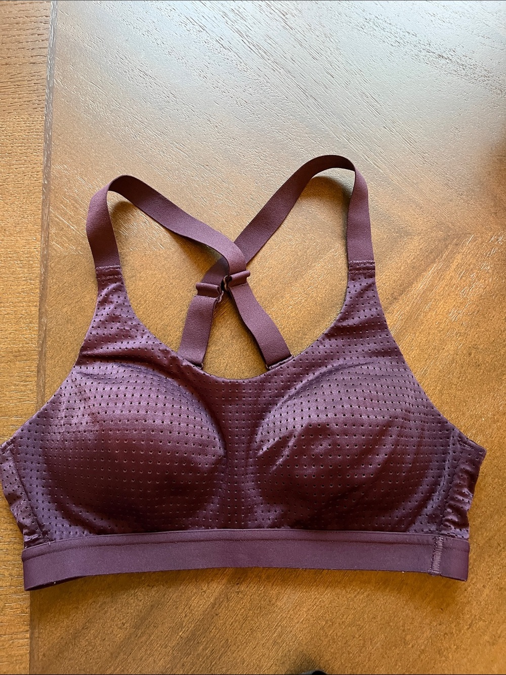 Wireless Perforated Sports Bra - Plum
